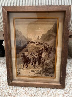 Fredric Remington reverse glass painting  from 1970s